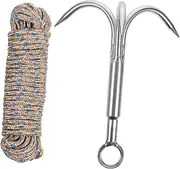 KOMBIUDA 1Set Grappling Hook Stainless Steel Claw Carabiner Multi Functional Climbing Tool for Outdoor Adventures Durable Design with High Strength for Tree and Rock Climbing