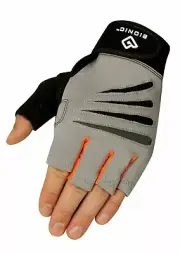 BIONIC Men's Cross-Training Fingerless Workout Gloves - Genuine Leather Pair
