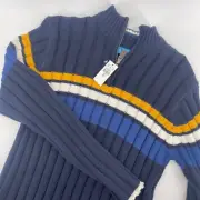 New The Children's Place Sweater Quarter Zip Striped Pullover Knit XL