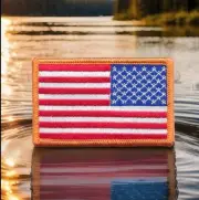 3" REVERSE United States US Flag Gold Border Patch Fits For VELCRO® BRAND Loop