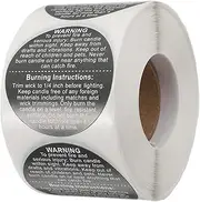 [BATHVEVE] 500Pcs Candle Jar Safety Labels Self Adhesive Stickers for Candle Making Essential Warning Decals for DIY Craft Safety Compliance for Candle Jars and Tins