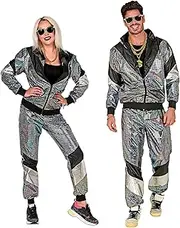 [WIDMANN] 80s tracksuit, multi-coloured, jacket and trousers, disco, jogging suit, retro style, bad button party, carnival, theme party