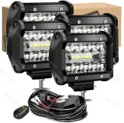 LED Light Bar 2/4PCS 60W 4 Inch Flood Spot Combo Work Light Pods Triple Row Lamp