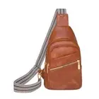 Small Sling Bag for Women, A Light Brown Diagonal Zippered Front Pocket