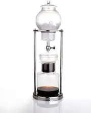 Luxury Ice Cold Brew Dripper Coffee Maker in Stainless Steel and Borosilicate Glass, 1000 ml Silver