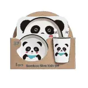 Wwxx Xh Five-piece Bamboo Fiber Children's Tableware Animals Pattern Kid Sets Panda