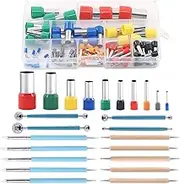Keadic 90 Piece Round Polymer Clay Cutters & Tools Set - Manual HOLE_PUNCH Clay Tools - Stainless Steel, Wood, Silicone - Red, Green, Yellow, Blue, Black, Orange, Gray - Utilitarian Style