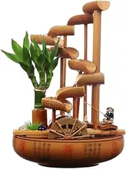 14.7in Tabletop Fountain Bamboo Craft Desktop Fountain Recirculating Flowing Water Ornaments Office Balcony Living Room