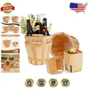 Portable Wooden Bushel Bucket Set with Handles - Ideal for Easter & Storage