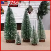 Miniature Pine Trees Mini Christmas Tree with Wooden Base Reusable Home Decor