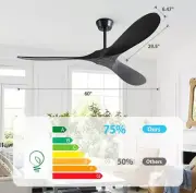 60 Inch Ceiling Fan without Light, Remote Control