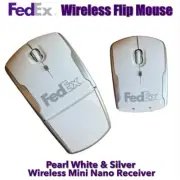 FedEx Flip Mouse Optical Wireless Foldable in Pearl White/Silver -NEW IN BOX!