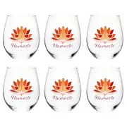 6PK Tallulah Wellness Stemless Wine Glass Tumbler Drinkware Zen Clear