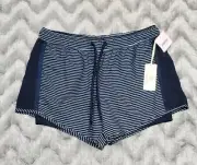 Tangerine Womens Size S Navy Blue White Striped Exercise Running Shorts NWT