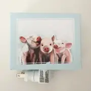NEW - GreenBox Art Oopsy Daisy Kids Canvas Night Light, Trio of Pigs, Blue