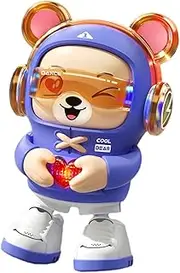 Dancing Bear, Cute Animal Plush with Music and LED Lights, Electric Walking Bear, 4.25x3.35x6.69 inches, Heart-Shaped Interactive Toy, Musical Play ids Ages 3 Up, Fun for Children