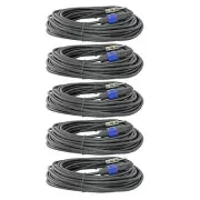 5PACK 1/4 to speakon compatible PRO AUDIO PA 50 ft foot feet SPEAKER CABLE CORDS