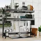Dish Drying Rack Over The Sink Adjustable (21.5~37") Over Sink Dish Drainer D...