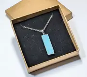 Druzy Geode Agate Pendant Necklace for Woman Bar Necklace Minimalist 30" Blue