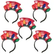 5PK-KIDS-Christmas 4-BULB LIGHT-UP FLASHING HEADBAND 3 Modes Holiday Party Favor