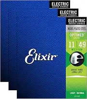 Elixir 19102 Optiweb Electric Guitar Strings Medium 11-49 (3 Pack Bundle)