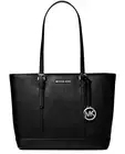 Michael Kors Jet Set Travel Handbag Small Tz Shldr Large Black Silver New