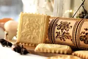 Floral Xmas Cookie Pastry Springerle Mold Cutter Stamp Embossed Rolling pin Clay