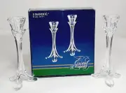 Pair Of Cristal D’Arques Bandol Clear Lead Crystal Footed Taper Candle Holders