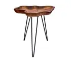 unique robust wood side table edge tray table top teak metal frame coffee table