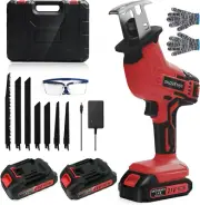 Cordless Reciprocating Saw, 2.0Ah Battery X2, Cordless Variable Speed, Blades Ki