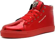 [IGxx] Men's Sneakers Punk Ankle Boots for Men Metal Rivet High Top Lace-up Running Basketball Shoes for Shiny Metal Decoration Shoes Motorcycle Boots