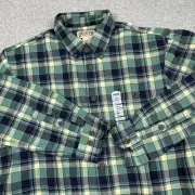 Duluth Trading Free Swingin Flannel Mens LT Blue Plaid Heavyweight Lumberjack