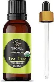 Organic Tea Tree Essential Oil,30 ml - Australian Organic,100% Pure and Natural Aromatherapy Oil for Face, Hair, Acne, Scalp, Foot, Skin, Nails, Home Diffuser