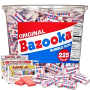 Bazooka Bubble Gum Individually Wrapped Pink Chewing Gum in Original Flavor