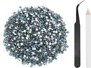 uxcell 5000pcs Flatback Rhinestones Resin, SS12 3mm Resin Rhinestones Bulk Round Shine Gems with Pickup Tools for DIY Nail Art Tumblers Mugs Clothes, Azure