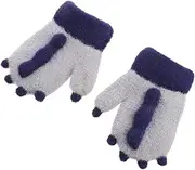 [Holibanna] 1 Pair Warm Gloves Soft Cashmere Material Cartoon Dinosaur Design Winter Accessories for Boys and Comfortable Elastic Grey