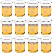 uxcell 150ml Low Form Glass Beaker, 12 Pack 3.3 Borosilicate Glass Graduated Printed Scale Measuring Cups with Spout for Kitchen Lab Liquids