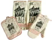 This is My Happy Place Oven Mitt Potholder Dish Towels Set of 4 Beach Summer