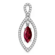 14k White Gold 1/3 Ct. Lab Grown Diamond VS/SI+ G+ and Lab Created Ruby Chain Slide Pendant