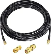 Greluma 1 Piece 5m SMA Male to SMA Female Schott RG174 Coaxial Cable + 2 Pieces RF Coaxial SMA Adapter Kit for SDR Devices Antenna HAM Radio, 3G 4G LTE Antenna, ADS-B, GPS