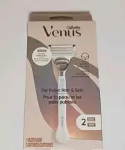 Gillette Venus Pubic Hair & Skin Womens Razor Blade 1 Handle 2 Cartridges Refill