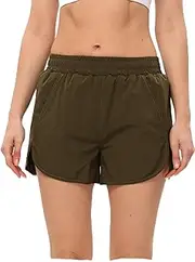 [WAROVE] Womens Running Shorts Quick Dry Athletic Workout Shorts with Mesh Liner Zipper Pockets