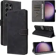 Compatible with Samsung Galaxy S25 Ultra 5G Case,Compatible with Samsung Galaxy S25 Ultra 5G Flip Magnetic Closure Wallet Cover Black