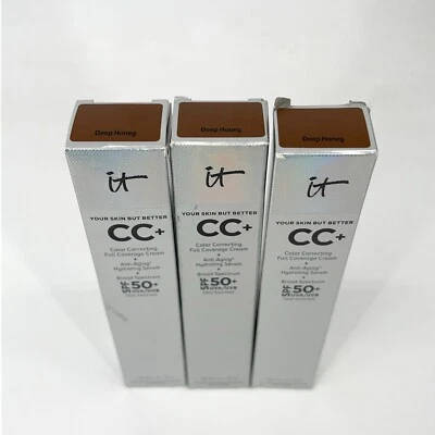 Lot of 3 IT Cosmetics CC Full Coverage Cream SPF 50 Deep Honey Expired 2024