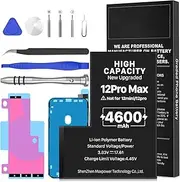 [4600mAh] Battery for iPhone 12 Pro Max (Not for 12 Mini/12/12 Pro), Upgraded Higher Capacity Battery Replacement for iPhone 12 Pro Max A2410 A2411 A2412 A2342 with Repair Tools Kit