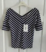 Deisigners At Debenhams Jasper Conran Blue White Striped Breton Jersey Top Uk 10