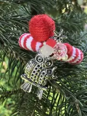 Napkin ring set Of 6 RedChristmas Serviette holder Diner decor Xmas Handmade Owl