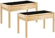 Green Fingers Raised Garden Bed 2X 120x60x80cm Wooden Planter Box Container