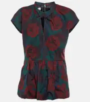[Dries Van Noten] Dries Van Noten Floral peplum cotton poplin top AU 6 multicoloured