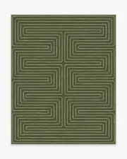 245' x 305' | Machine Washable Runner Rug | Kid & Pet Friendly | Indoor Rug | Jonathan Adler Labyrinth Fern Green Rug | Ruggable